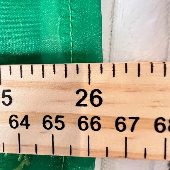 #A117 Nancy Sheer Luxe Green & Gold Organza Puff Sleeve Top NWT L - Picture 11 of 14